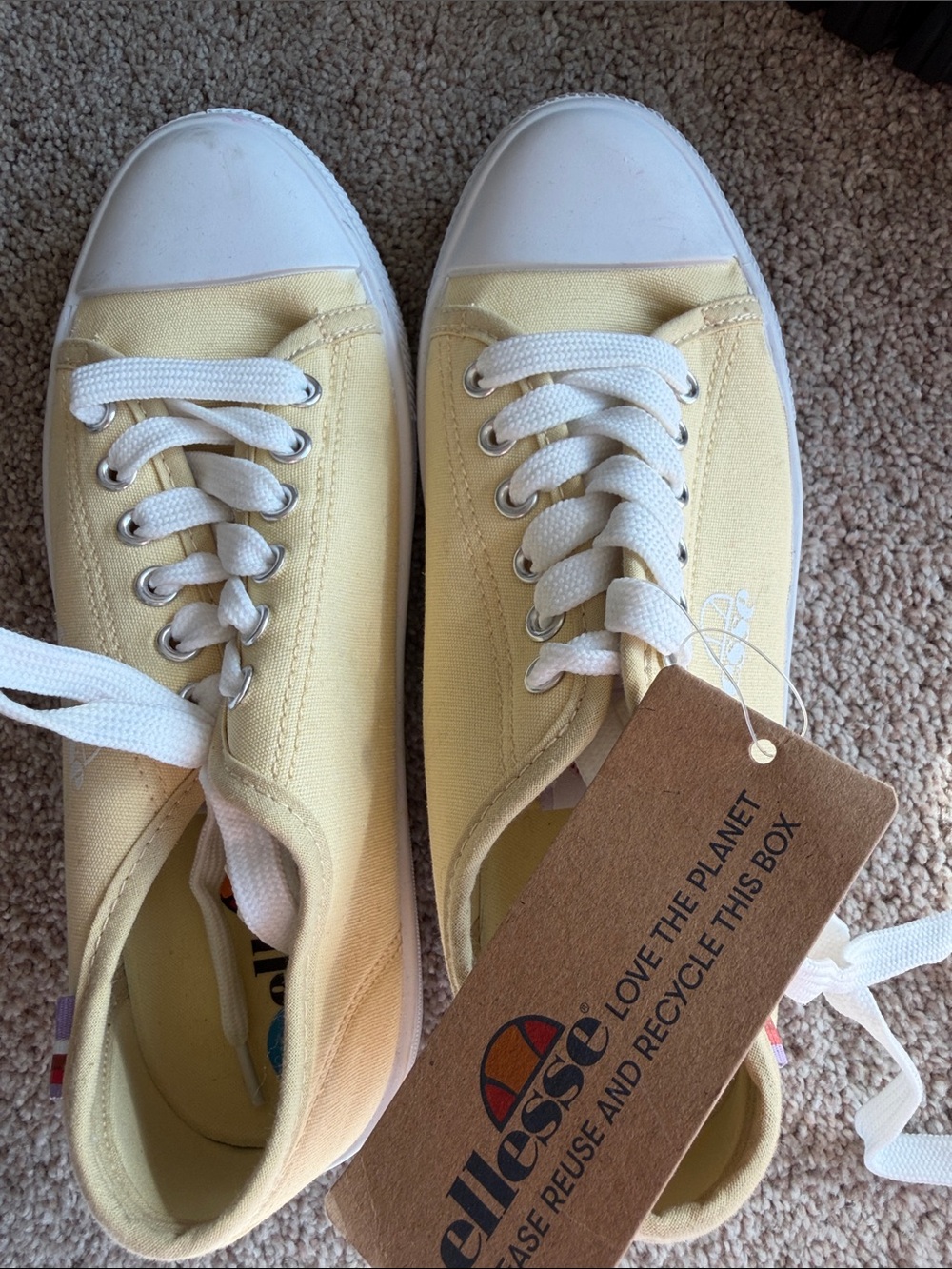 Ellesse Pale Yellow Low-Top Canvas Sneakers with White Accents